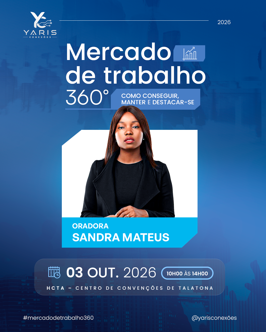 Banner oficial do orador Sandra Mateus — Mercado de Trabalho 360°