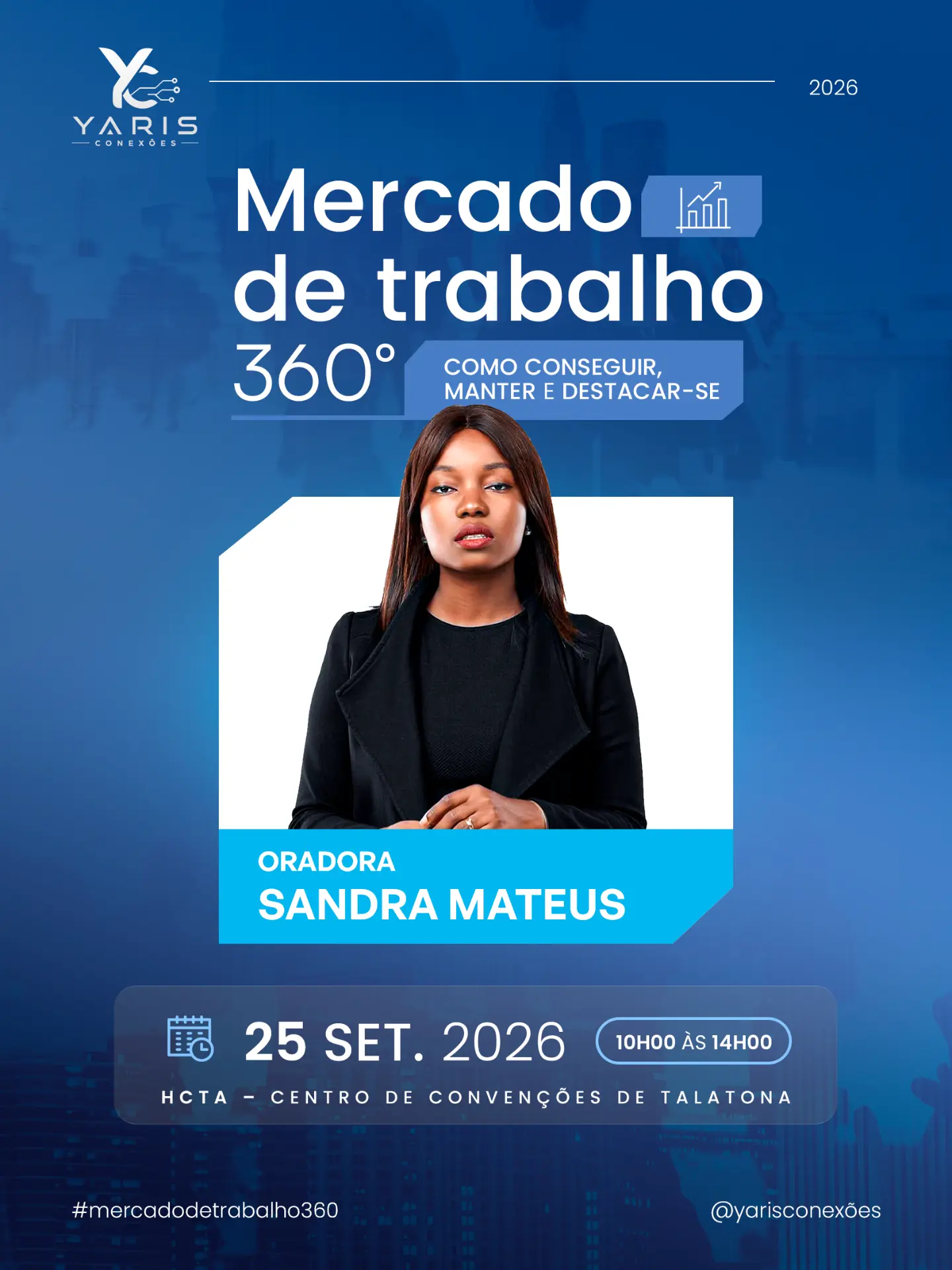 Banner oficial do orador Sandra Mateus — Mercado de Trabalho 360°