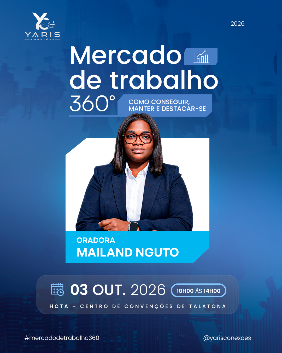 Banner oficial do orador Mailand Nguto — Mercado de Trabalho 360°