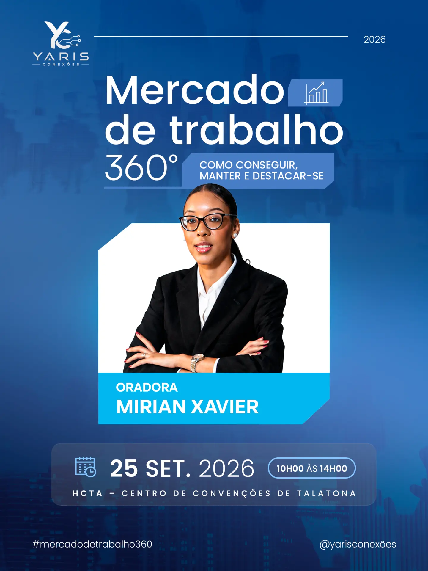 Banner oficial do orador Mirian Xavier — Mercado de Trabalho 360°