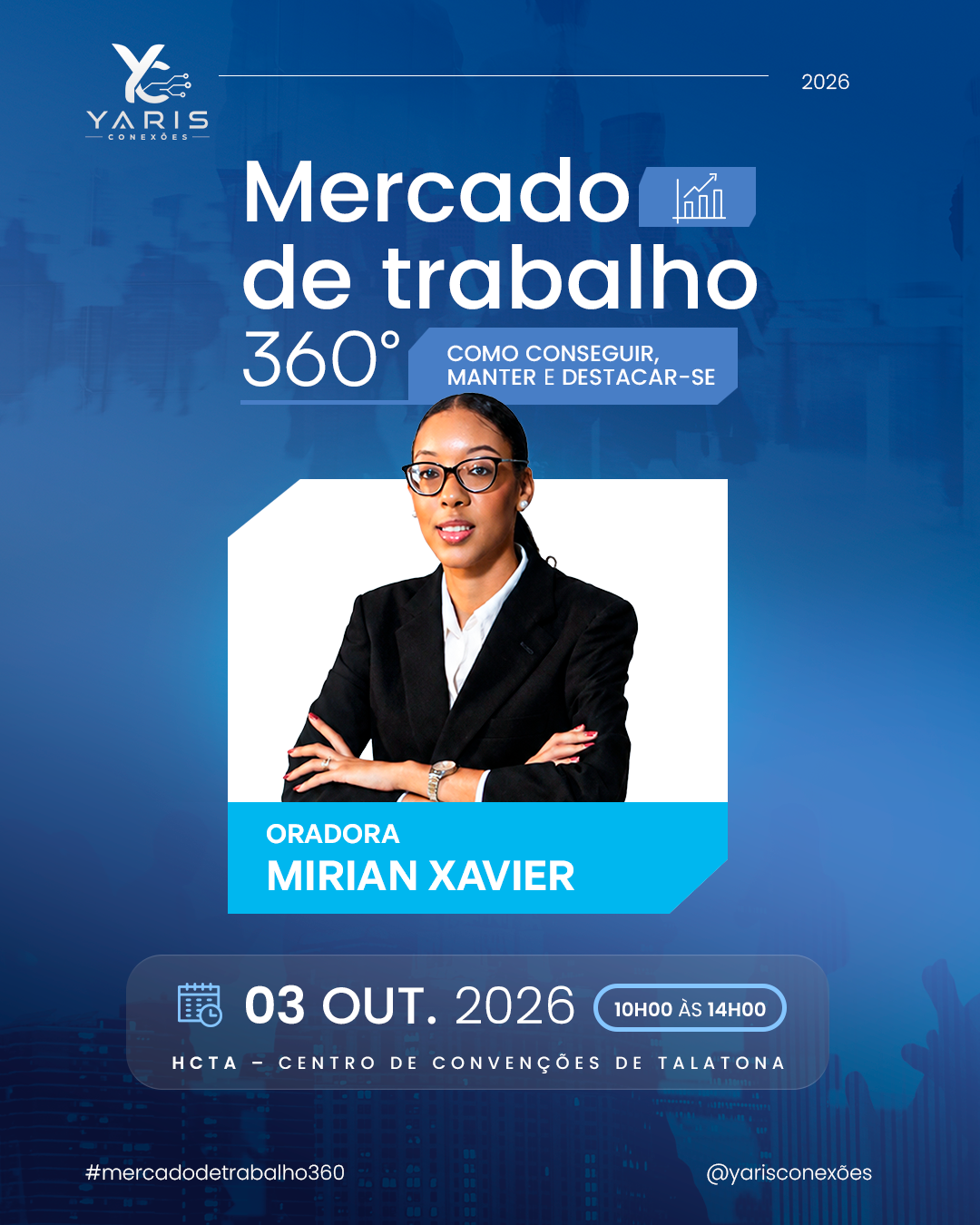 Banner oficial do orador Mirian Xavier — Mercado de Trabalho 360°
