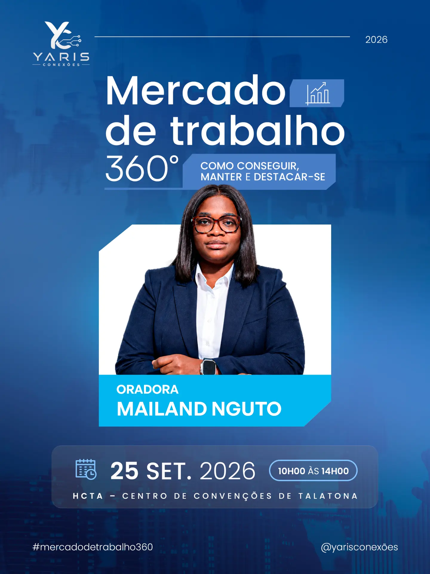 Banner oficial do orador Mailand Nguto — Mercado de Trabalho 360°